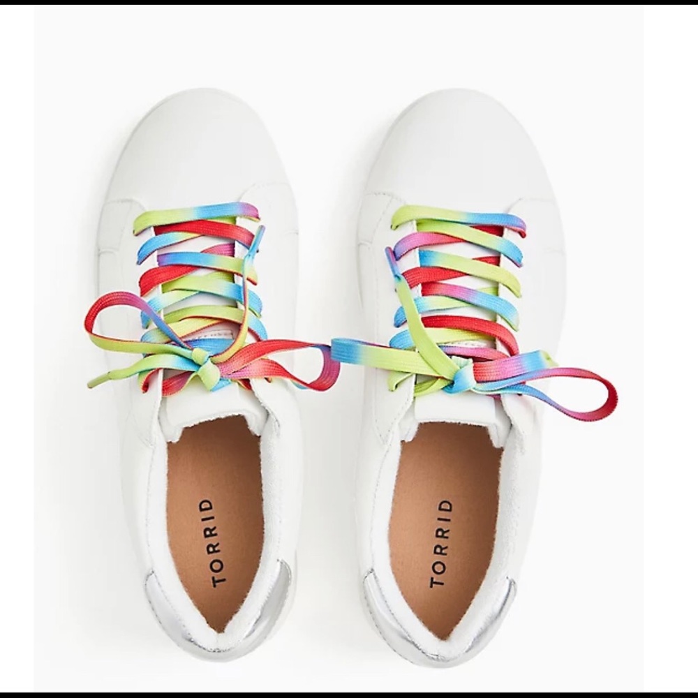 WHITE FAUX LEATHER & COLORFUL LACE SNEAKER (WW)